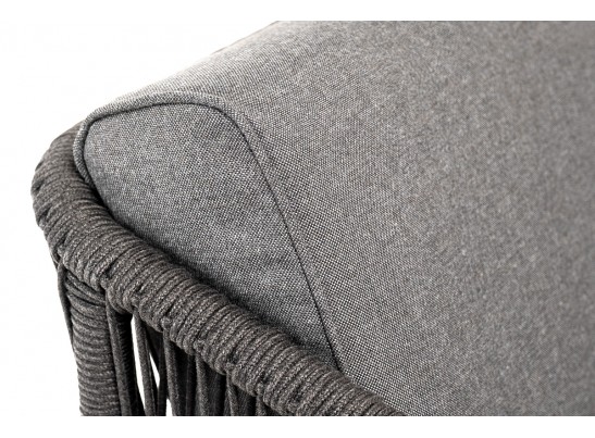 "Канны" кресло плетеное из роупа, основание дуб, роуп темно-серый круглый, ткань темно-серая 027 в Ростове-на-Дону