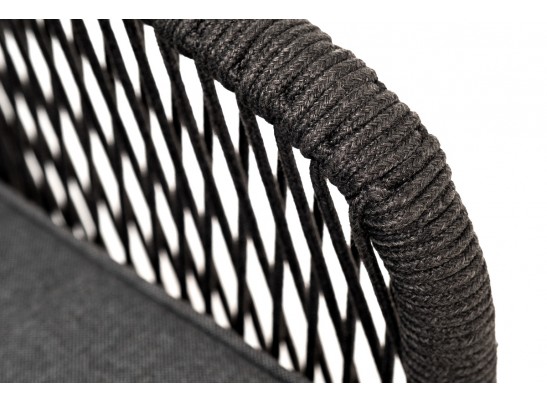 "Канны" кресло плетеное из роупа, основание дуб, роуп темно-серый круглый, ткань темно-серая 027 в Ростове-на-Дону