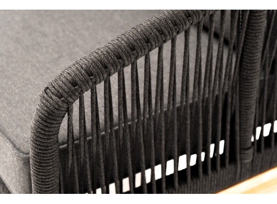 "Канны" кресло плетеное из роупа, основание дуб, роуп темно-серый круглый, ткань темно-серая 027 в Ростове-на-Дону