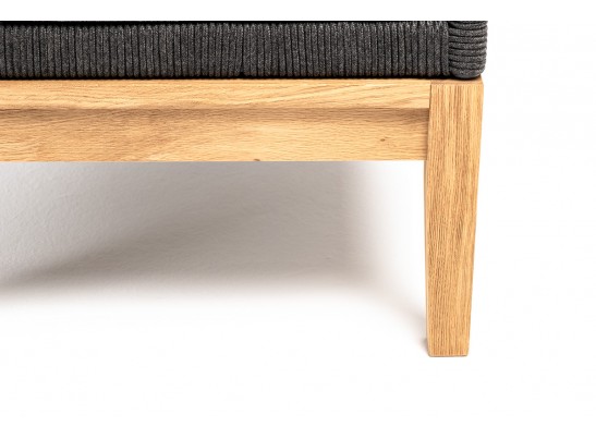 "Канны" кресло плетеное из роупа (узелки), основание дуб, роуп темно-серый круглый, ткань серая в Ростове-на-Дону