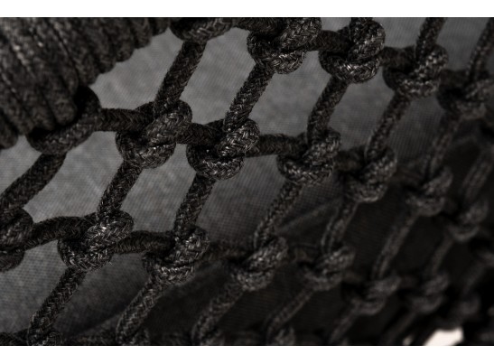 "Канны" кресло плетеное из роупа (узелки), основание дуб, роуп темно-серый круглый, ткань серая в Ростове-на-Дону