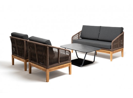 "Канны" лаунж-зона 4-местная из роупа со столиком "Канны" (серый гранит), основание дуб, роуп коричневый в Ростове-на-Дону "Канны" лаунж-зона 4-местная из роупа со столиком "Канны" (серый гранит), основание дуб, роуп коричневый в Ростове-на-Дону