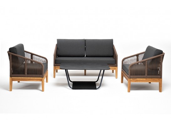 "Канны" лаунж-зона 4-местная из роупа со столиком "Канны" (серый гранит), основание дуб, роуп коричневый в Ростове-на-Дону "Канны" лаунж-зона 4-местная из роупа со столиком "Канны" (серый гранит), основание дуб, роуп коричневый в Ростове-на-Дону