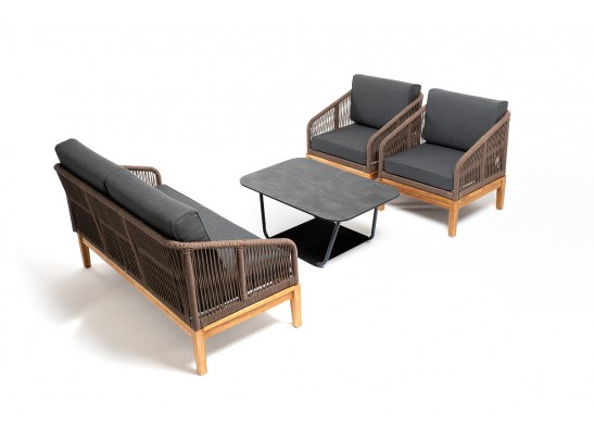 "Канны" лаунж-зона 4-местная из роупа со столиком "Канны" (серый гранит), основание дуб, роуп коричневый в Ростове-на-Дону "Канны" лаунж-зона 4-местная из роупа со столиком "Канны" (серый гранит), основание дуб, роуп коричневый в Ростове-на-Дону