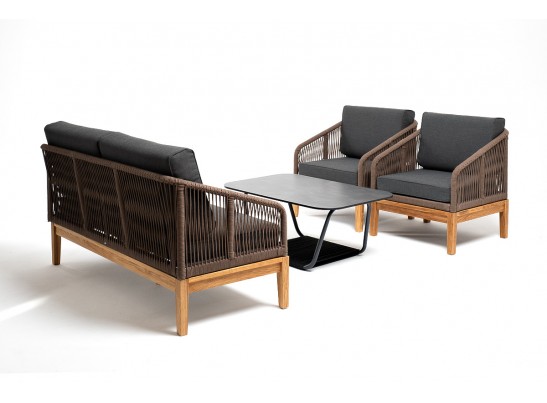 "Канны" лаунж-зона 4-местная из роупа со столиком "Канны" (серый гранит), основание дуб, роуп коричневый в Ростове-на-Дону "Канны" лаунж-зона 4-местная из роупа со столиком "Канны" (серый гранит), основание дуб, роуп коричневый в Ростове-на-Дону