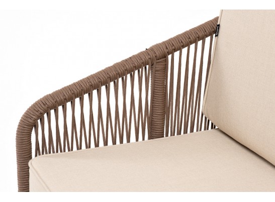 "Канны" лаунж-зона 4-местная из роупа со столом "Гранада" (серый гранит), основание дуб, роуп коричневый, ткань бежевая в Ростове-на-Дону