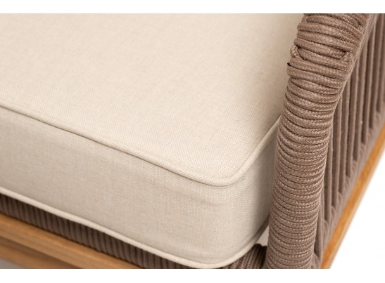 "Канны" лаунж-зона 4-местная из роупа со столом "Гранада" (серый гранит), основание дуб, роуп коричневый, ткань бежевая в Ростове-на-Дону