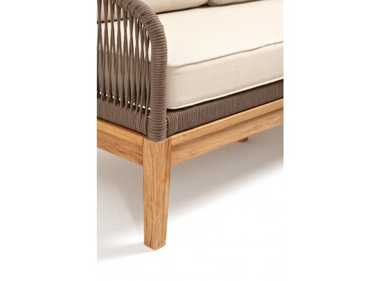 "Канны" лаунж-зона 4-местная из роупа со столом "Гранада" (серый гранит), основание дуб, роуп коричневый, ткань бежевая в Ростове-на-Дону