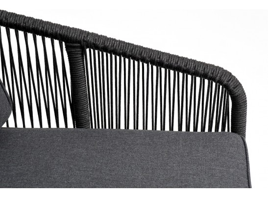 "Канны" левый модуль плетеный из роупа, каркас алюминий темно-серый (RAL7024) муар, роуп темно-серый круглый, ткань темно-серая 027 в Ростове-на-Дону
