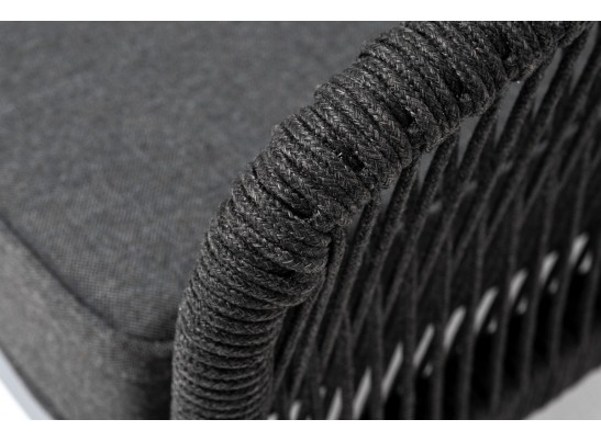 "Канны" левый модуль плетеный из роупа, каркас алюминий темно-серый (RAL7024) муар, роуп темно-серый круглый, ткань темно-серая 027 в Ростове-на-Дону