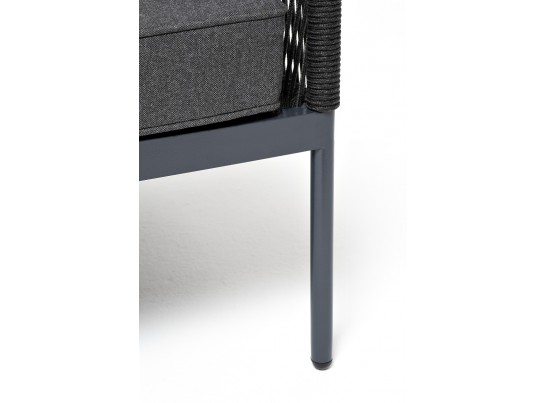 "Канны" левый модуль плетеный из роупа, каркас алюминий темно-серый (RAL7024) муар, роуп темно-серый круглый, ткань темно-серая 027 в Ростове-на-Дону