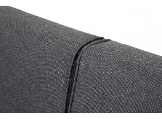 "Канны" левый модуль плетеный из роупа, каркас алюминий темно-серый (RAL7024) муар, роуп темно-серый круглый, ткань темно-серая 027 в Ростове-на-Дону