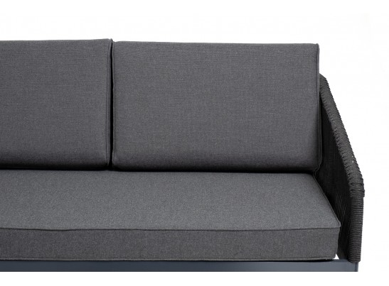 "Канны" правый модуль плетеный из роупа, каркас алюминий темно-серый (RAL7024) муар, роуп темно-серый круглый, ткань темно-серая 027 в Ростове-на-Дону