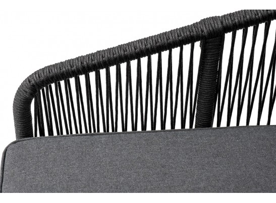 "Канны" правый модуль плетеный из роупа, каркас алюминий темно-серый (RAL7024) муар, роуп темно-серый круглый, ткань темно-серая 027 в Ростове-на-Дону