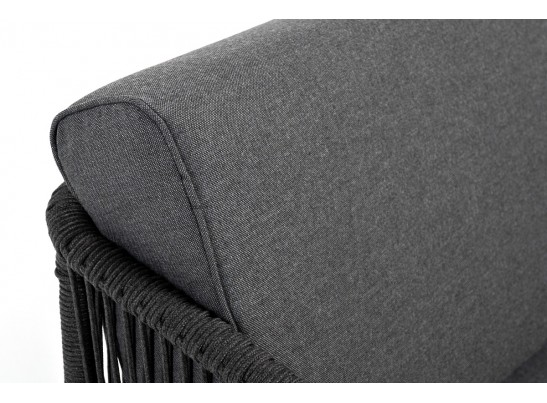 "Канны" угловой модуль плетеный из роупа, каркас алюминий темно-серый (RAL7024) муар, роуп темно-серый круглый, ткань темно-серая 027 в Ростове-на-Дону