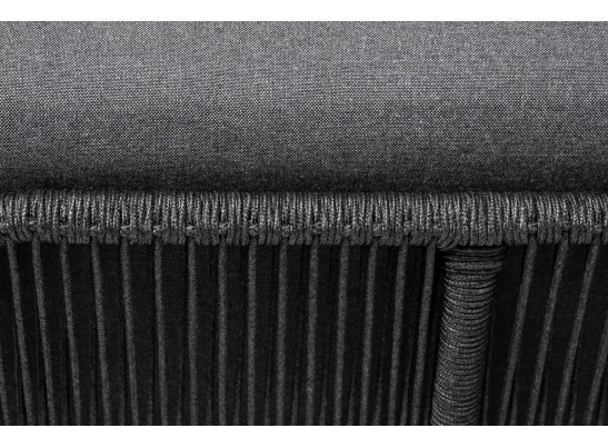 "Канны" угловой модуль плетеный из роупа, каркас алюминий темно-серый (RAL7024) муар, роуп темно-серый круглый, ткань темно-серая 027 в Ростове-на-Дону