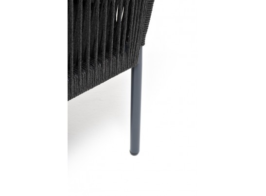 "Канны" угловой модуль плетеный из роупа, каркас алюминий темно-серый (RAL7024) муар, роуп темно-серый круглый, ткань темно-серая 027 в Ростове-на-Дону