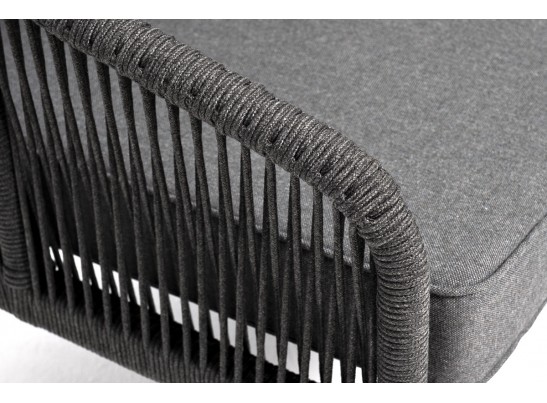 "Канны" диван модульный плетеный из роупа, каркас алюминий темно-серый (RAL7024), роуп темно-серый круглый, ткань темно-серая в Ростове-на-Дону