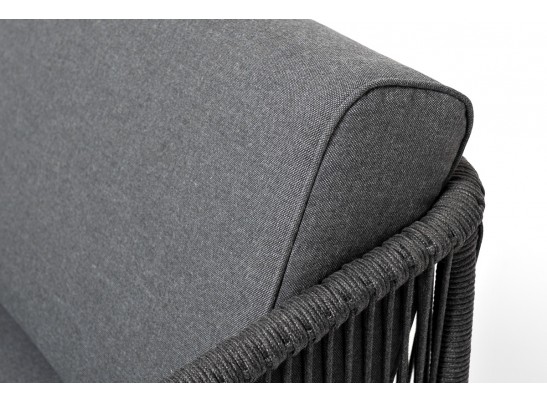 "Канны" диван модульный плетеный из роупа, каркас алюминий темно-серый (RAL7024), роуп темно-серый круглый, ткань темно-серая в Ростове-на-Дону