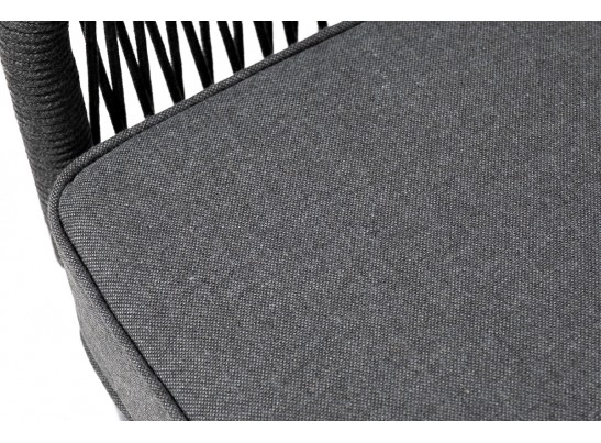 "Канны" диван модульный плетеный из роупа, каркас алюминий темно-серый (RAL7024), роуп темно-серый круглый, ткань темно-серая в Ростове-на-Дону