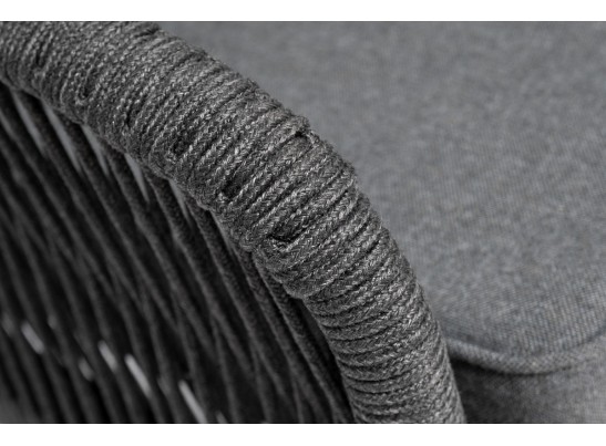 "Канны" диван модульный плетеный из роупа, каркас алюминий темно-серый (RAL7024), роуп темно-серый круглый, ткань темно-серая в Ростове-на-Дону