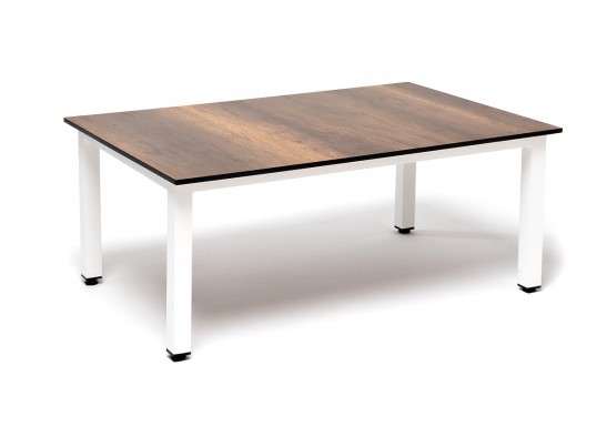 "Канны" журнальный столик из HPL 90х60, H40, каркас белый, цвет столешницы "дуб" в Ростове-на-Дону