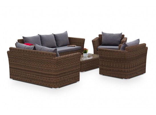 "Капучино" диван из искусственного ротанга трехместный, цвет коричневый в Ростове-на-Дону