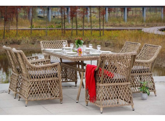 "Латте" обеденная группа плетеная, цвет соломенный в Ростове-на-Дону
