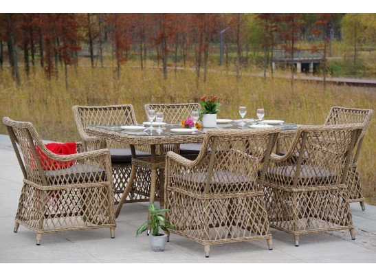"Латте" обеденная группа плетеная, цвет соломенный в Ростове-на-Дону