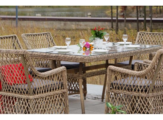 "Латте" обеденная группа плетеная, цвет соломенный в Ростове-на-Дону