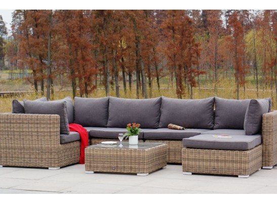 "Лунго" трансформирующаяся лаунж-зона из искусственного ротанга, цвет соломенный в Ростове-на-Дону