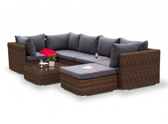 "Лунго" трансформирующаяся лаунж-зона из искусственного ротанга, цвет коричневый в Ростове-на-Дону