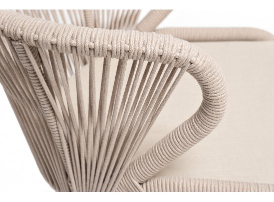 "Малага" обеденная группа на 4 персоны со стульями "Милан", каркас белый, роуп бежевый в Ростове-на-Дону