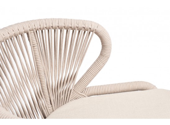 "Малага" обеденная группа на 4 персоны со стульями "Милан", каркас белый, роуп бежевый в Ростове-на-Дону