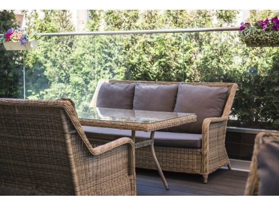 "Гляссе" диван трехместный из искусственного ротанга, цвет соломенный в Ростове-на-Дону