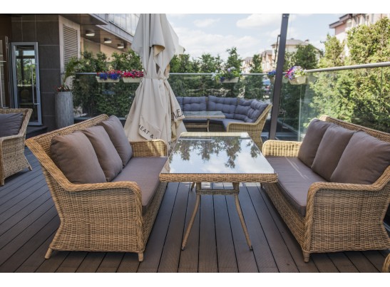 "Гляссе" диван трехместный из искусственного ротанга, цвет соломенный в Ростове-на-Дону