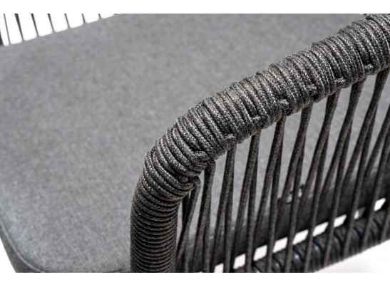 "Венето" обеденная группа на 6 персон со стульями "Марсель", каркас темно-серый, роуп темно-серый в Ростове-на-Дону