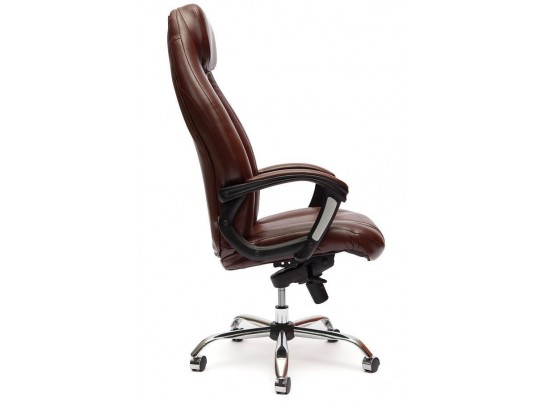 Кресло BOSS люкс хром (кожзам/коричневый/перфорированный) в Ростове-на-Дону