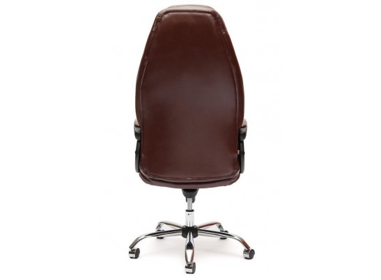Кресло BOSS люкс хром (кожзам/коричневый/перфорированный) в Ростове-на-Дону