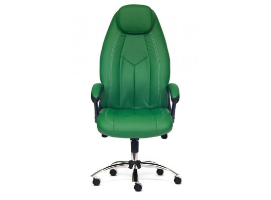 Кресло BOSS люкс хром (кожзам/зеленый/перфорированный) в Ростове-на-Дону