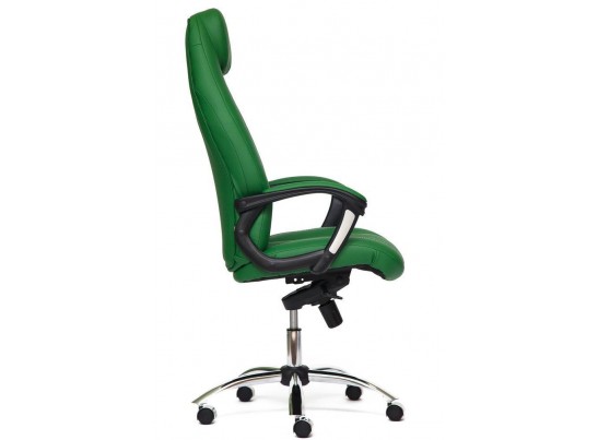 Кресло BOSS люкс хром (кожзам/зеленый/перфорированный) в Ростове-на-Дону