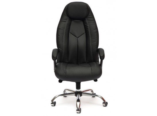 Кресло BOSS люкс хром (кожзам/черный/перфорированный) в Ростове-на-Дону