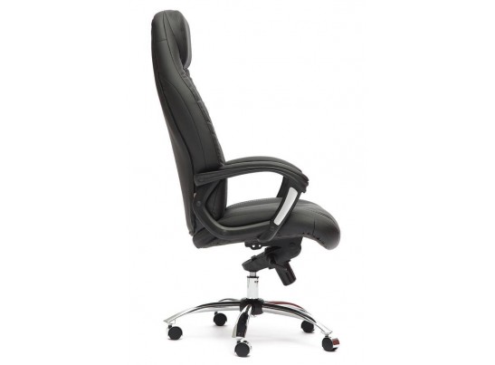 Кресло BOSS люкс хром (кожзам/черный/перфорированный) в Ростове-на-Дону