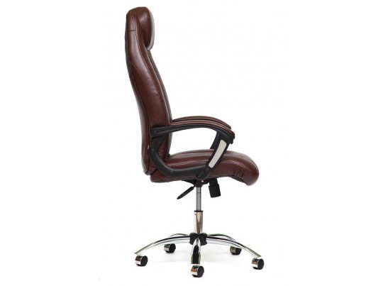 Кресло BOSS хром (кожзам/коричневый) в Ростове-на-Дону