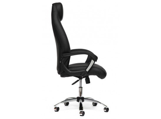 Кресло BOSS хром (кожзам/черный/перфорированный) в Ростове-на-Дону