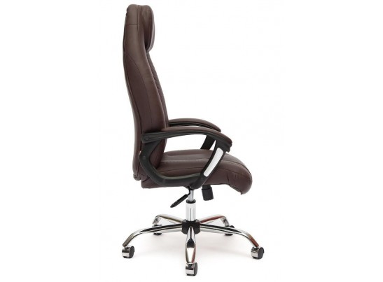 Кресло BOSS хром (кожзам/коричневый/перфорированный) в Ростове-на-Дону