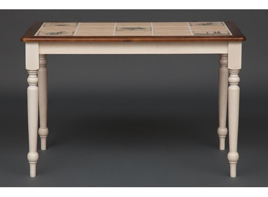 Стол с плиткой CT 3045P (дерево гевея/Античный белый/Малайзия) в Ростове-на-Дону