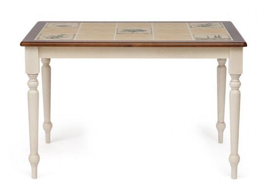 Стол с плиткой CT 3045P (дерево гевея/Античный белый/Малайзия) в Ростове-на-Дону