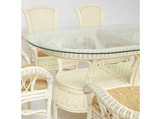 Комплект обеденный "ANDREA GRAND" (стол со стеклом+6 кресел+ подушки)