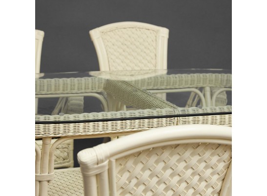 Комплект обеденный "ANDREA GRAND" (стол со стеклом+6 кресел+ подушки)